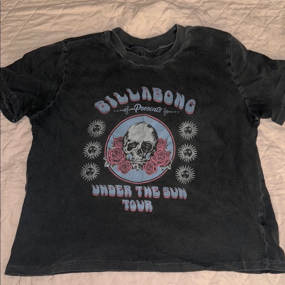 Billabong Black Crop Top with Graphic Design